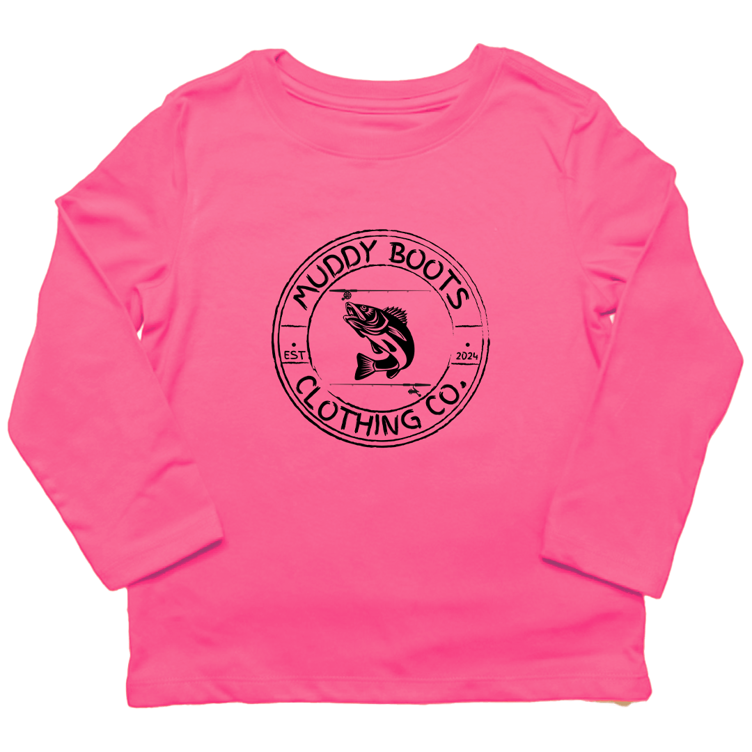 Rod Bending Kids Long Sleeve Tee - Muddy Boots Clothing - Long Sleeve Tee