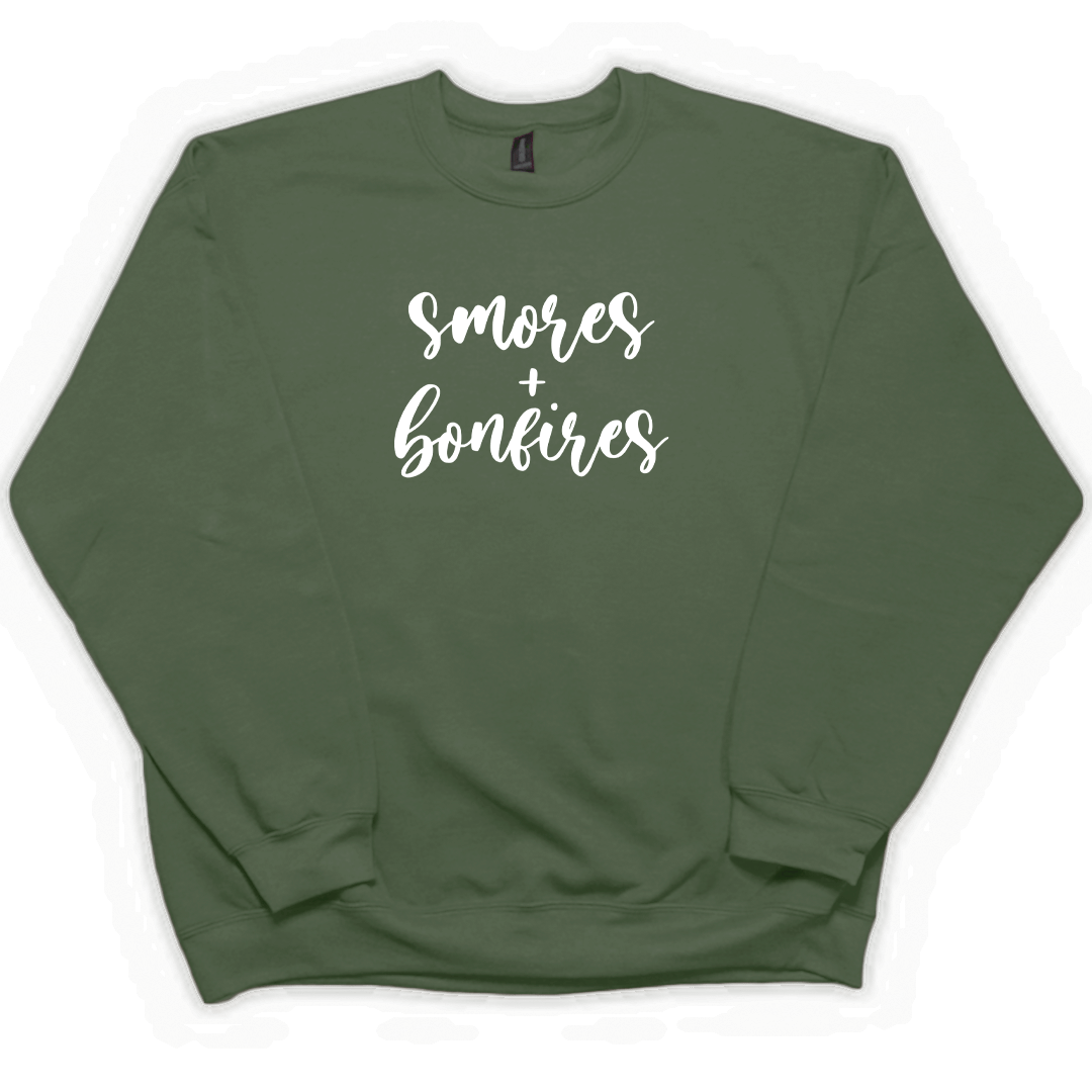 S'mores And Bonfires Adult Crew Neck Sweatshirt - Muddy Boots Clothing - Crew Neck Sweatshirt