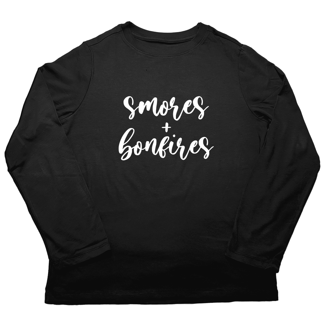 S'mores And Bonfires Adult Long Sleeve Tee - Muddy Boots Clothing - Long Sleeve Tee