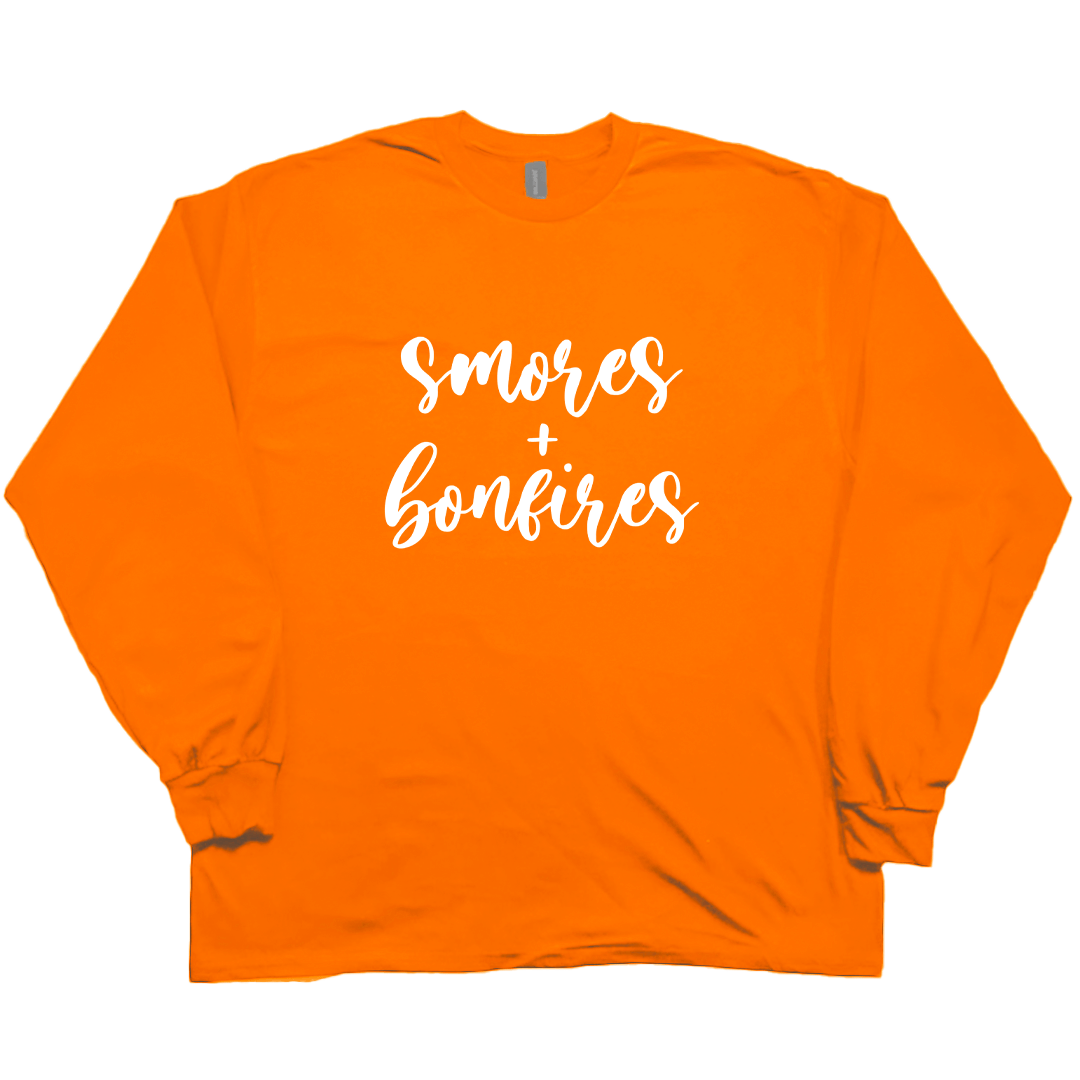 S'mores And Bonfires Adult Long Sleeve Tee - Muddy Boots Clothing - Long Sleeve Tee