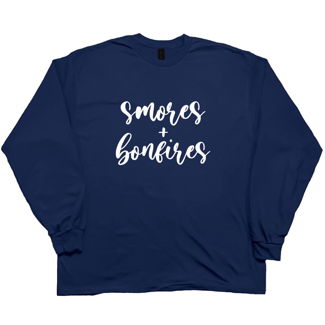 S'mores And Bonfires Adult Long Sleeve Tee - Muddy Boots Clothing - Long Sleeve Tee