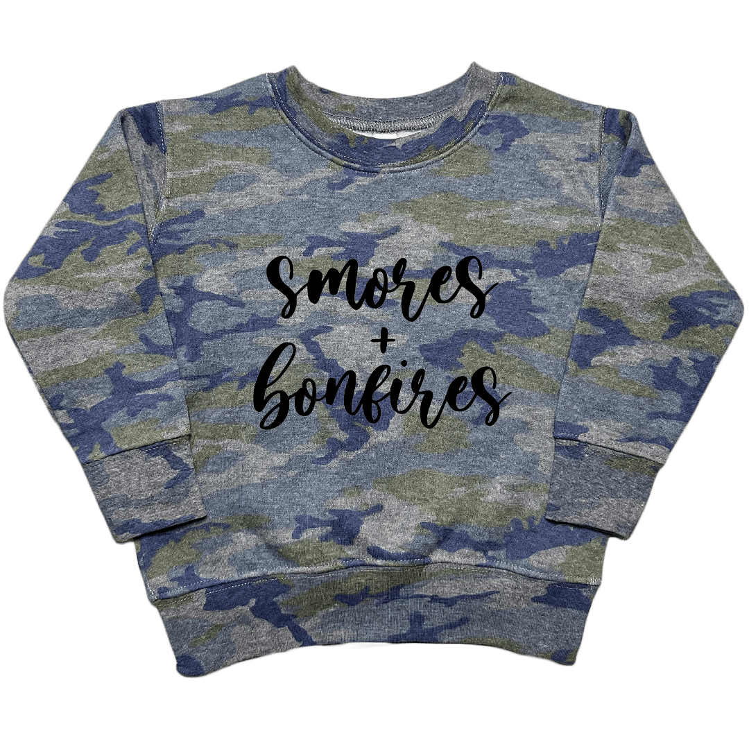 S'mores and Bonfires Toddler Crew Neck Sweatshirt - Muddy Boots Clothing - Crew Neck Sweatshirt