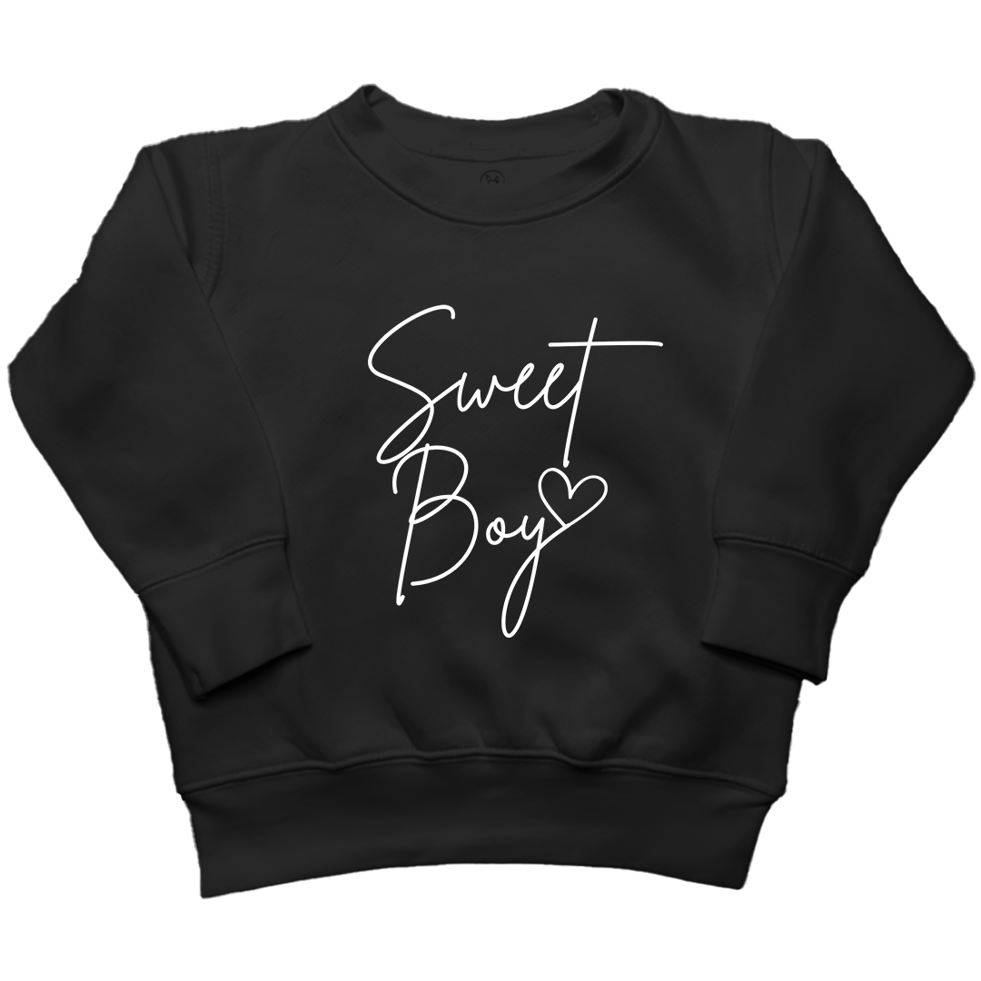 Sweet Boy Toddler Crew Neck Sweatshirt - Muddy Boots Clothing - Crew Neck Sweatshirt