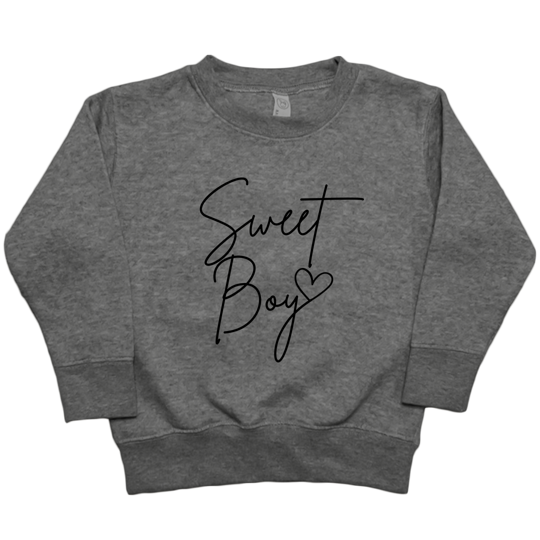 Sweet Boy Toddler Crew Neck Sweatshirt - Muddy Boots Clothing - Crew Neck Sweatshirt