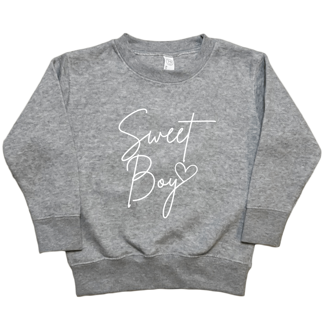 Sweet Boy Toddler Crew Neck Sweatshirt - Muddy Boots Clothing - Crew Neck Sweatshirt