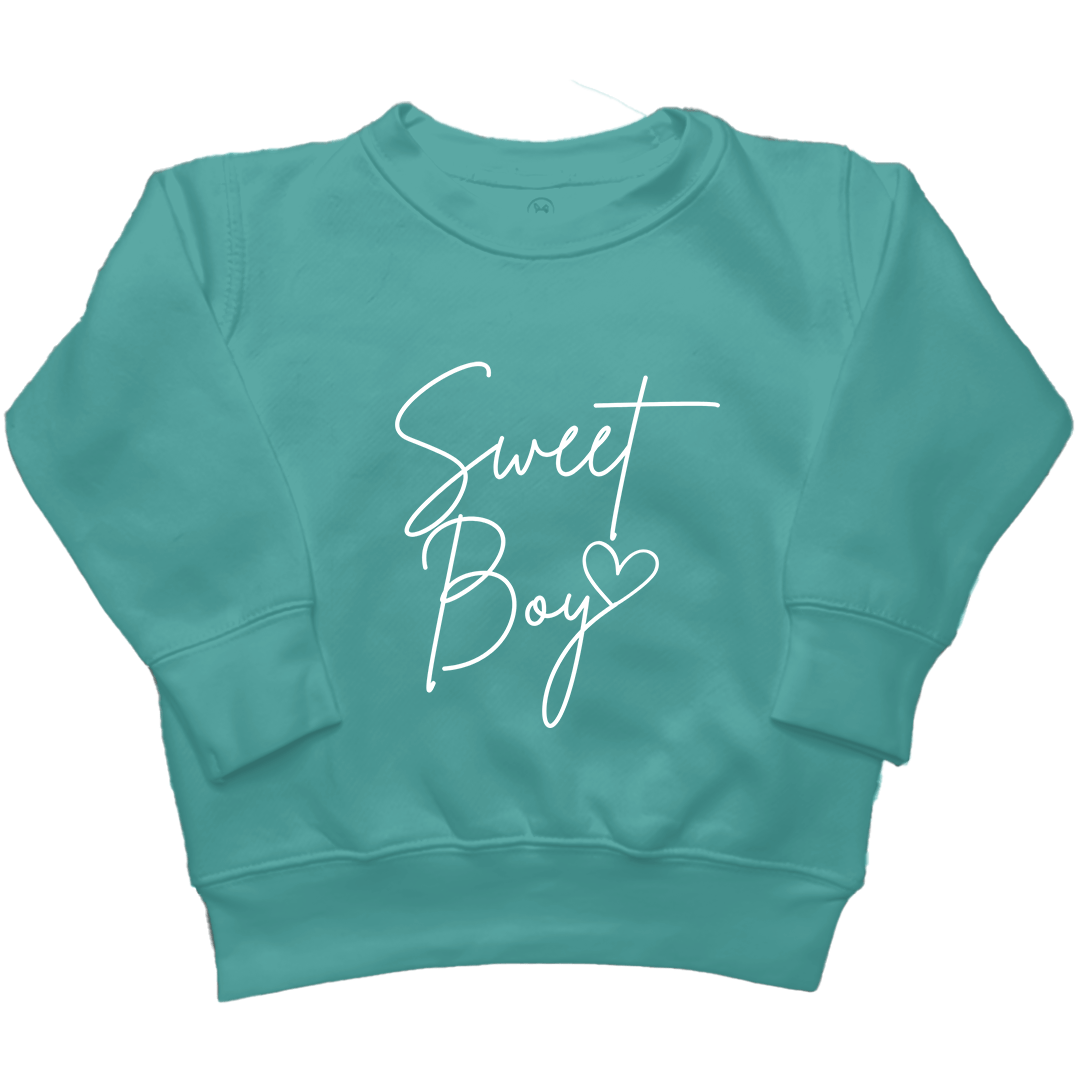 Sweet Boy Toddler Crew Neck Sweatshirt - Muddy Boots Clothing - Crew Neck Sweatshirt
