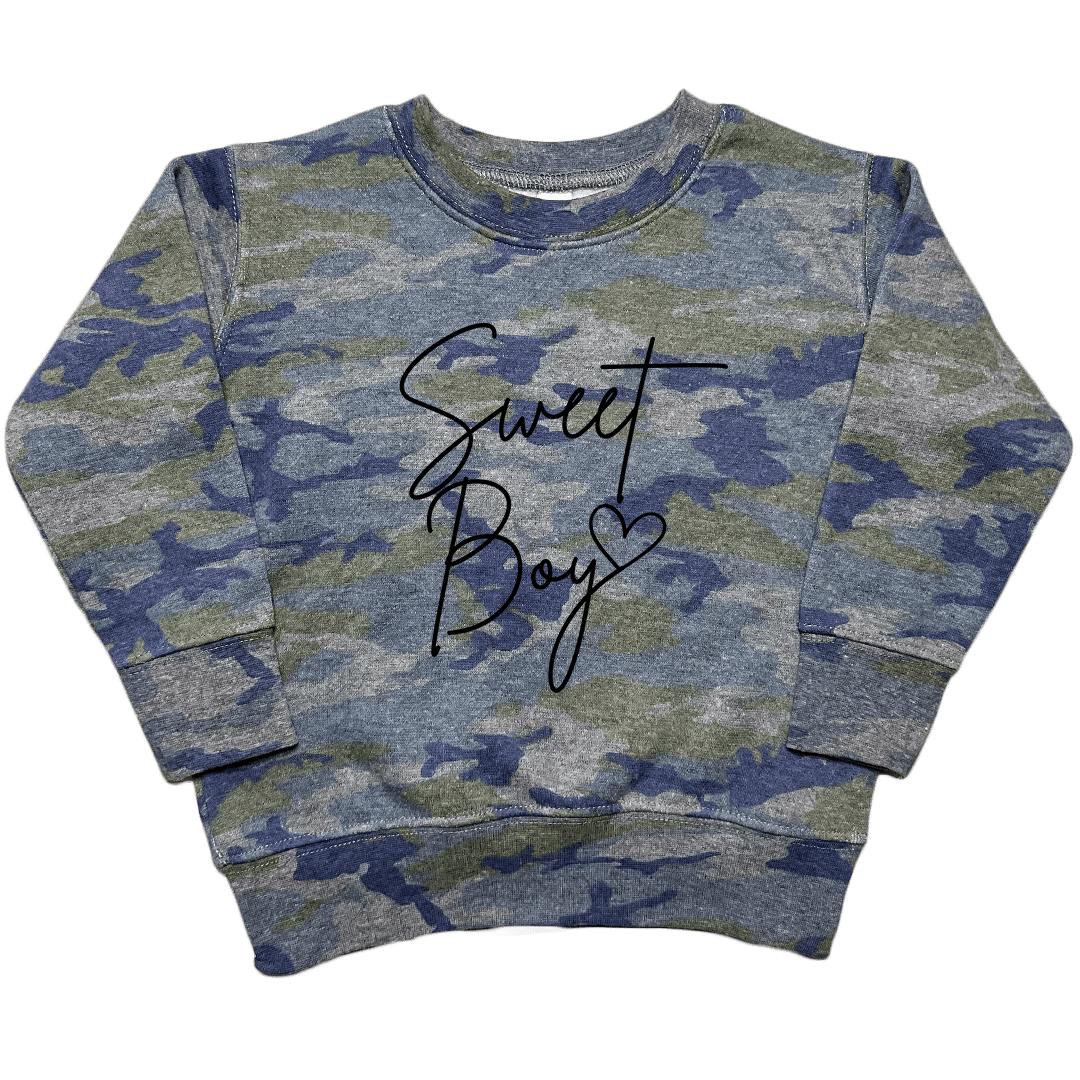 Sweet Boy Toddler Crew Neck Sweatshirt - Muddy Boots Clothing - Crew Neck Sweatshirt