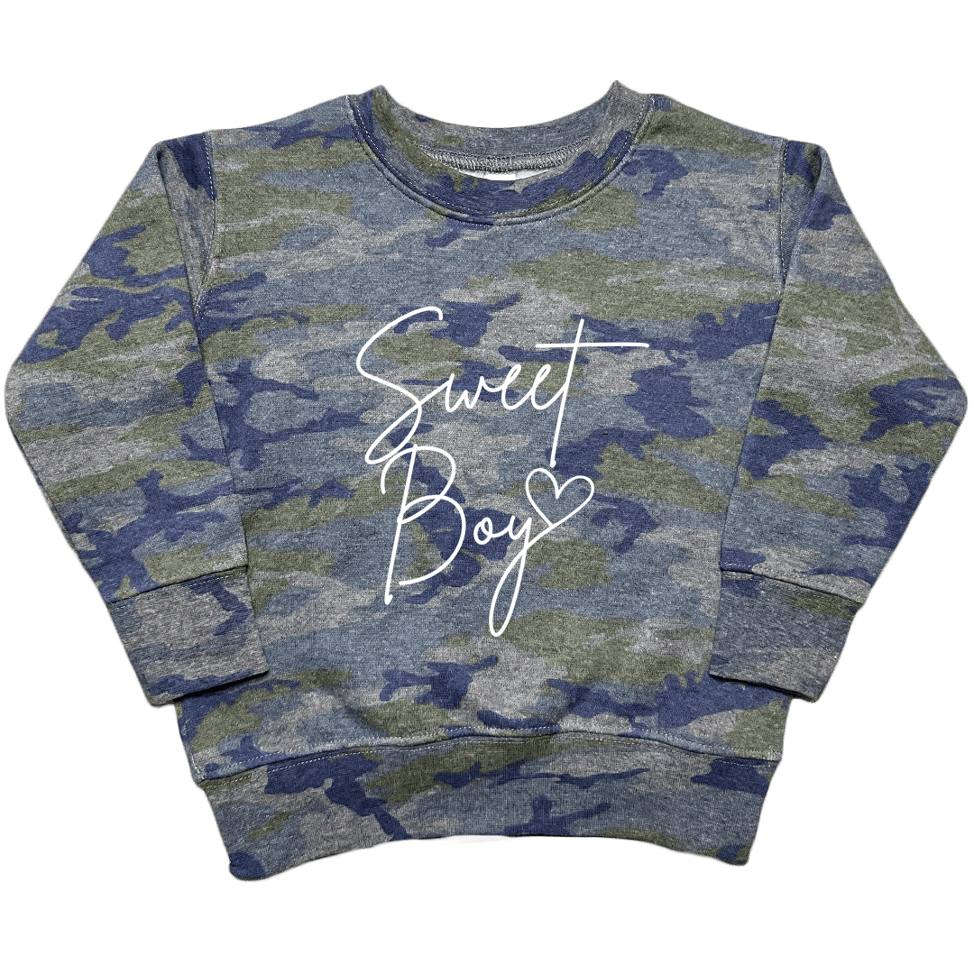 Sweet Boy Toddler Crew Neck Sweatshirt - Muddy Boots Clothing - Crew Neck Sweatshirt