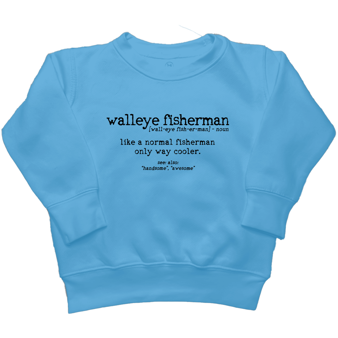 Walleye Fisherman Definition Kids Crew Neck Sweatshirt - Muddy Boots Clothing - Crew Neck Sweatshirt