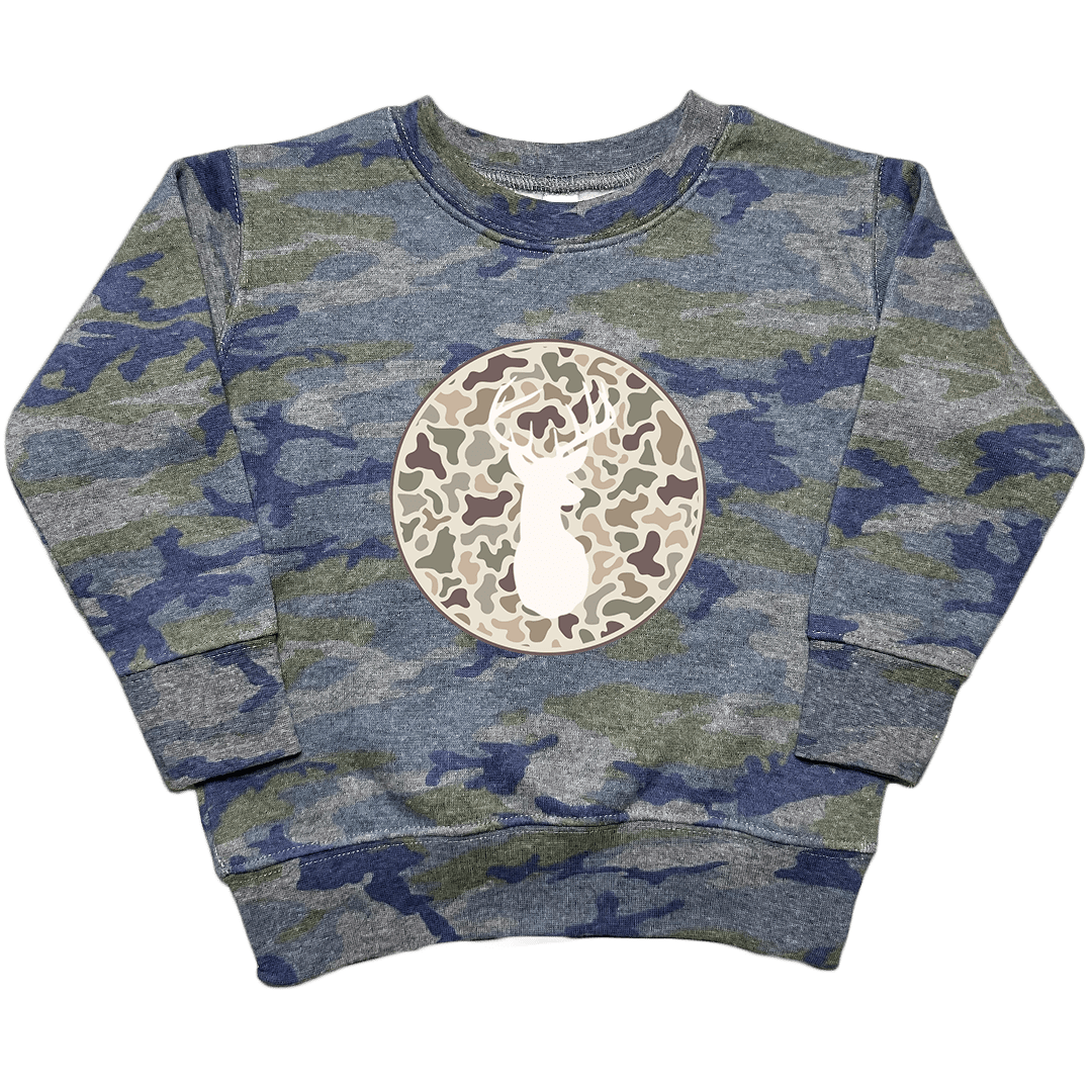 Whitetail Toddler Crew Neck Sweatshirt - Muddy Boots Clothing - Crew Neck Sweatshirt