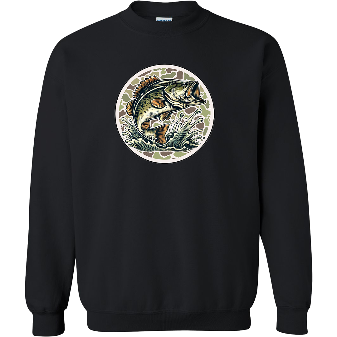Jumping Bass Adult Crew Neck Sweatshirt