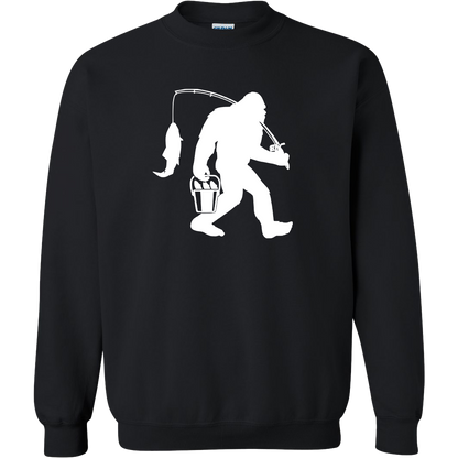 Fishing Sasquatch Adult Crew Neck Sweatshirt