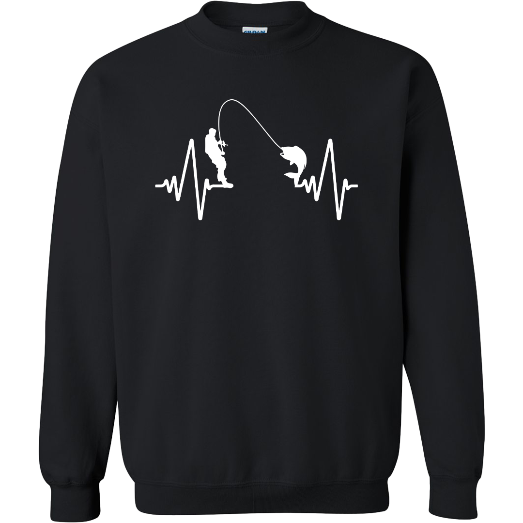 Fishing Heartbeat Adult Crew Neck Sweatshirt