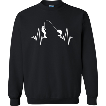 Fishing Heartbeat Adult Crew Neck Sweatshirt