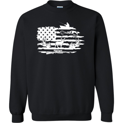 Fishing and Hunting Flag Adult Crew Neck Sweatshirt