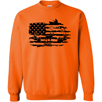 Fishing and Hunting Flag Adult Crew Neck Sweatshirt