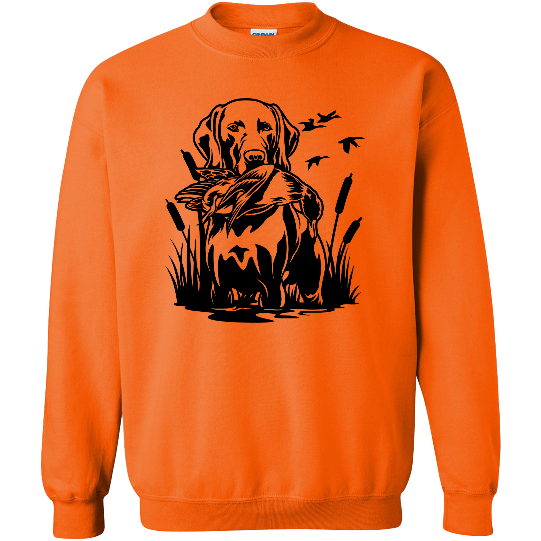 Duck Hunting Dog Adult Crew Neck Sweatshirt