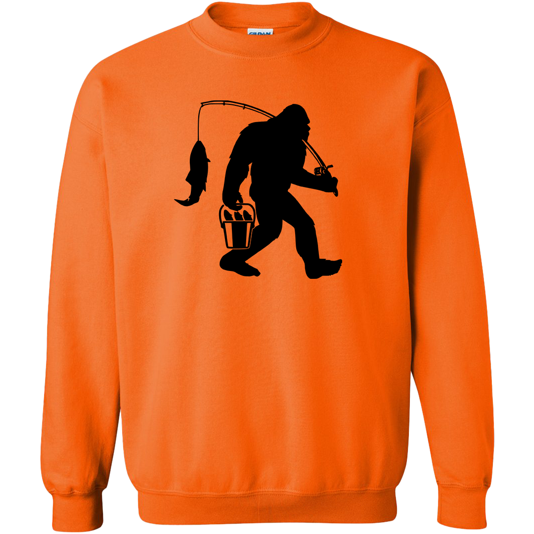 Fishing Sasquatch Adult Crew Neck Sweatshirt