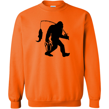 Fishing Sasquatch Adult Crew Neck Sweatshirt