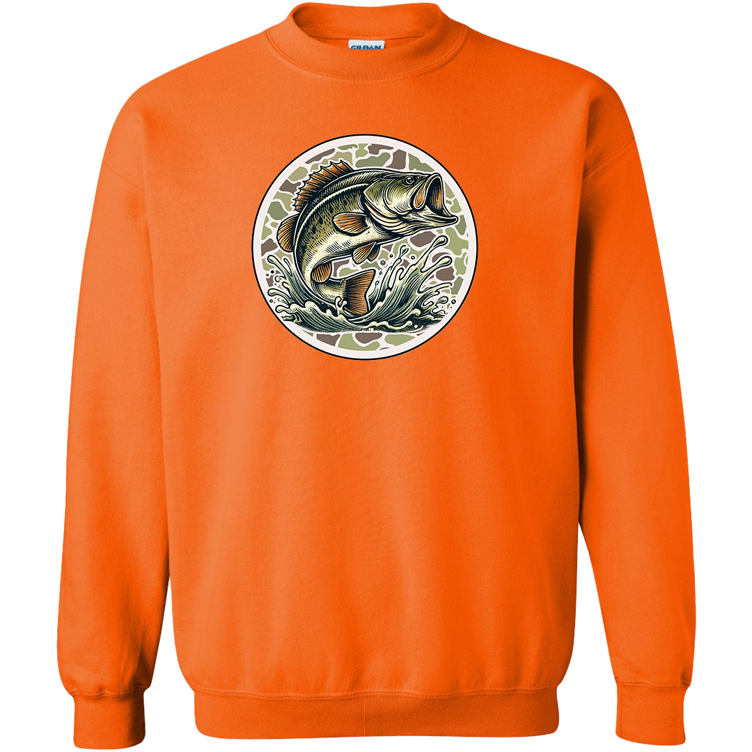 Jumping Bass Adult Crew Neck Sweatshirt