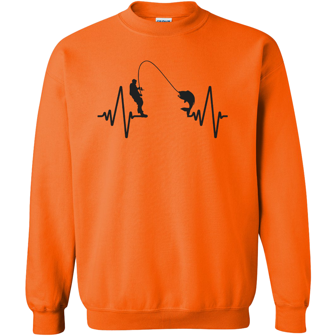 Fishing Heartbeat Adult Crew Neck Sweatshirt