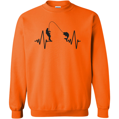 Fishing Heartbeat Adult Crew Neck Sweatshirt