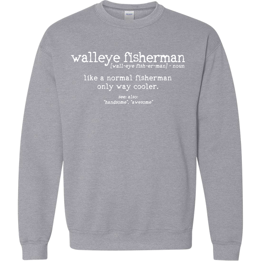 Walleye Fisherman Definition Adult Crew Neck Sweatshirt