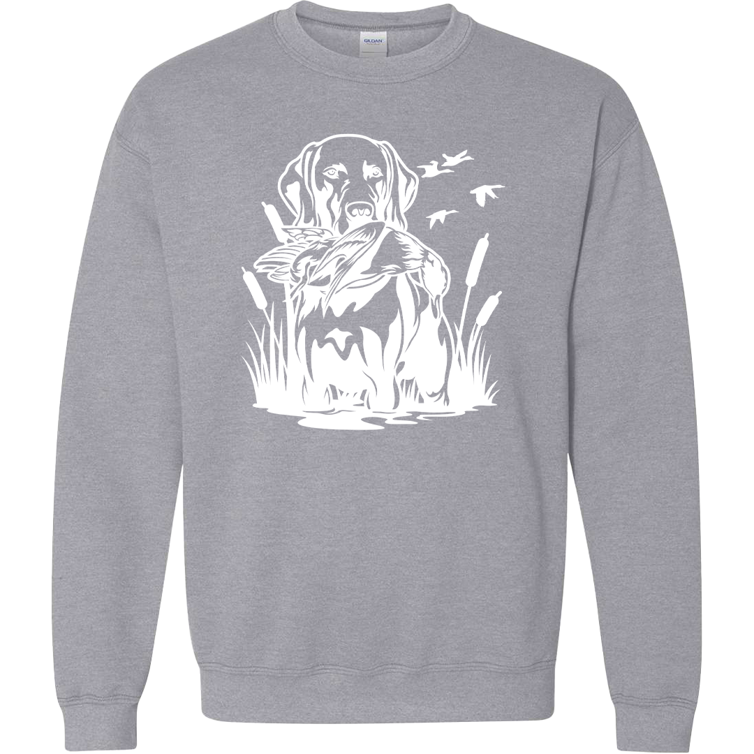 Duck Hunting Dog Adult Crew Neck Sweatshirt