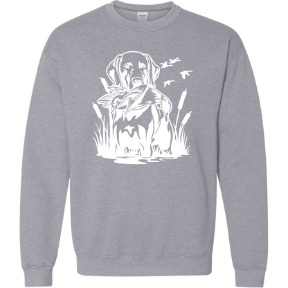 Duck Hunting Dog Adult Crew Neck Sweatshirt