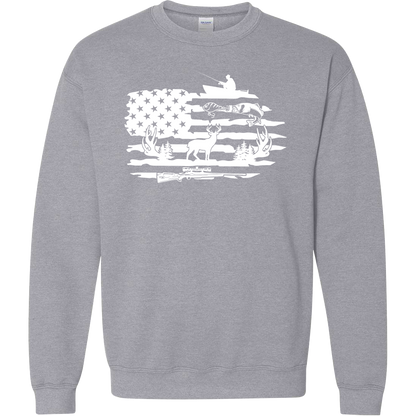 Fishing and Hunting Flag Adult Crew Neck Sweatshirt