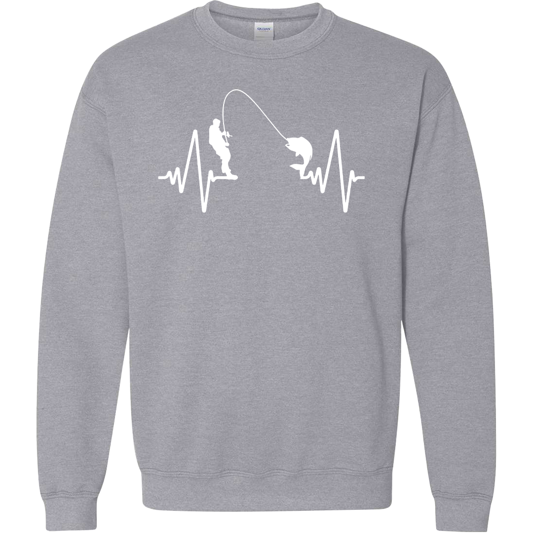 Fishing Heartbeat Adult Crew Neck Sweatshirt