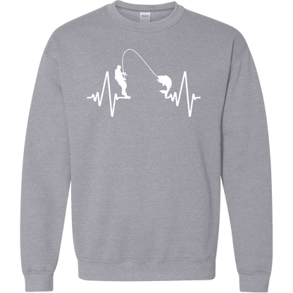Fishing Heartbeat Adult Crew Neck Sweatshirt