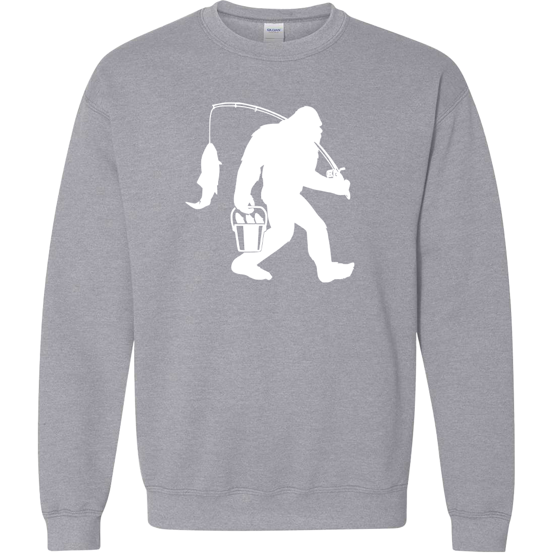 Fishing Sasquatch Adult Crew Neck Sweatshirt