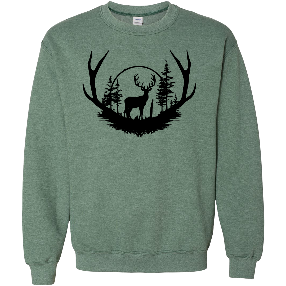 Deer Head Adult Crew Neck Sweatshirt