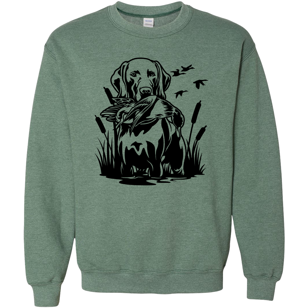 Duck Hunting Dog Adult Crew Neck Sweatshirt
