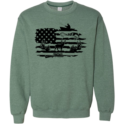 Fishing and Hunting Flag Adult Crew Neck Sweatshirt