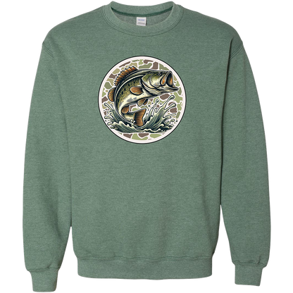 Jumping Bass Adult Crew Neck Sweatshirt