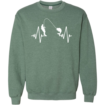 Fishing Heartbeat Adult Crew Neck Sweatshirt