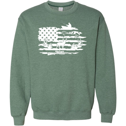 Fishing and Hunting Flag Adult Crew Neck Sweatshirt