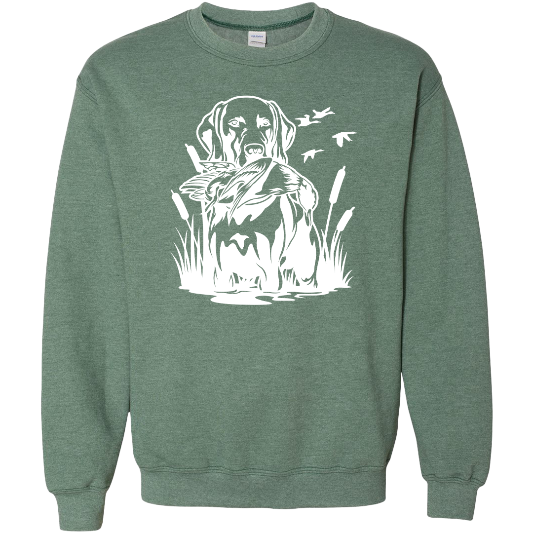 Duck Hunting Dog Adult Crew Neck Sweatshirt