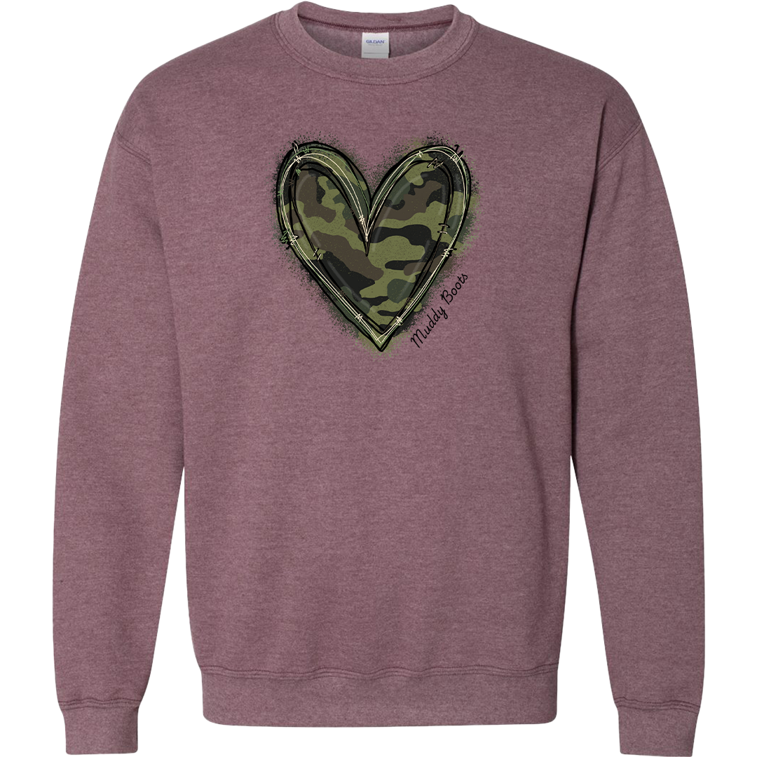 Hidden Heart Adult Crew Neck Sweatshirt