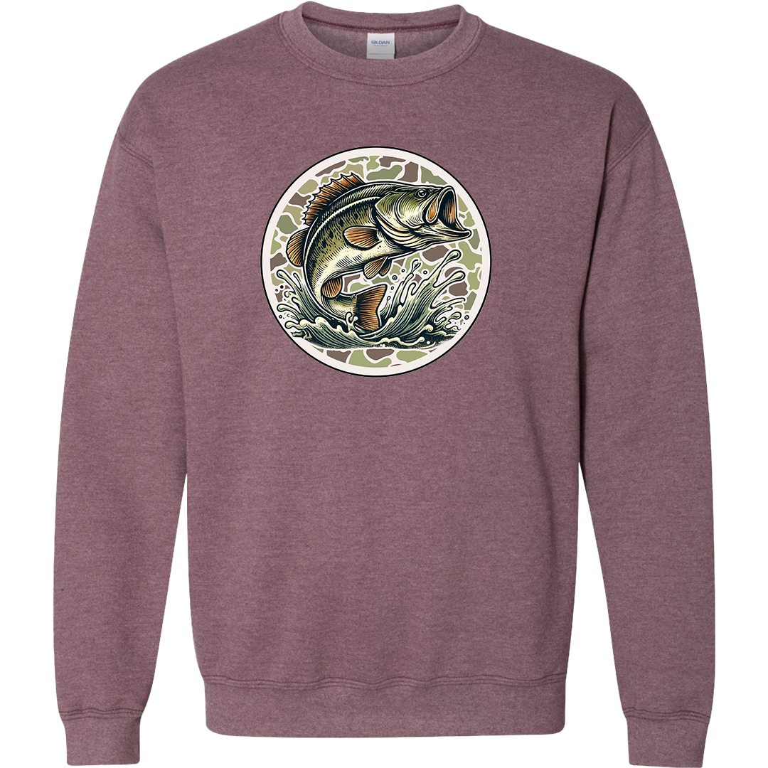 Jumping Bass Adult Crew Neck Sweatshirt