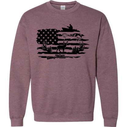 Fishing and Hunting Flag Adult Crew Neck Sweatshirt