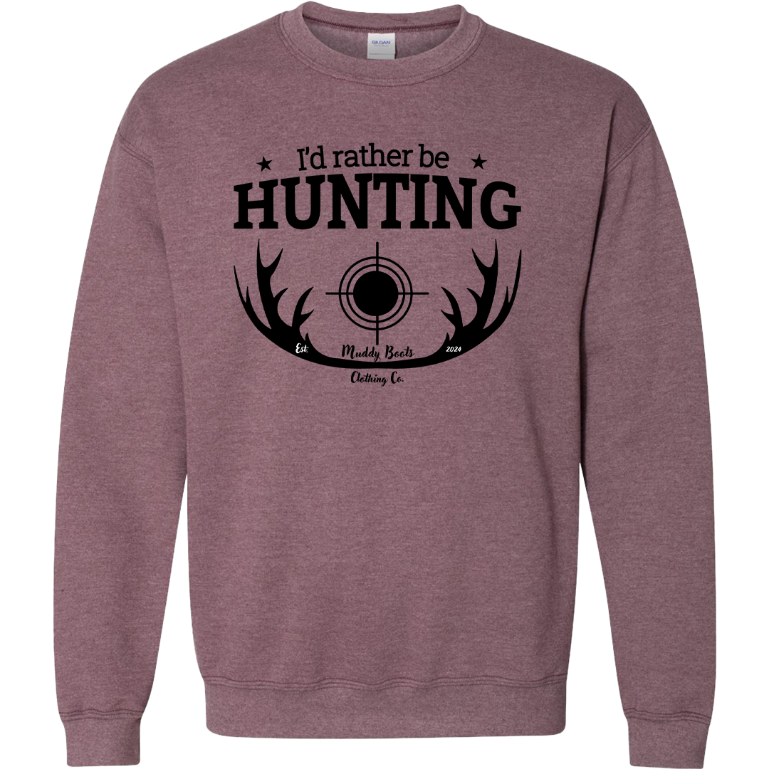 I'd Rather Be Hunting Adult Crew Neck Sweatshirt