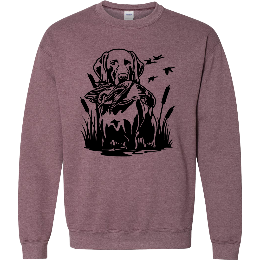 Duck Hunting Dog Adult Crew Neck Sweatshirt