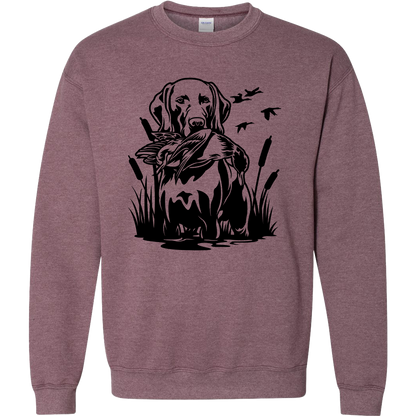 Duck Hunting Dog Adult Crew Neck Sweatshirt
