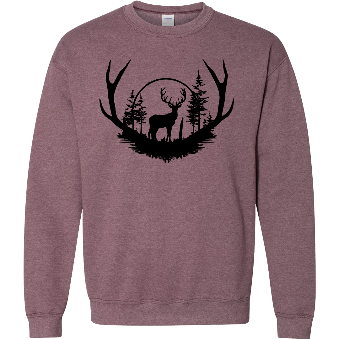 Deer Head Adult Crew Neck Sweatshirt