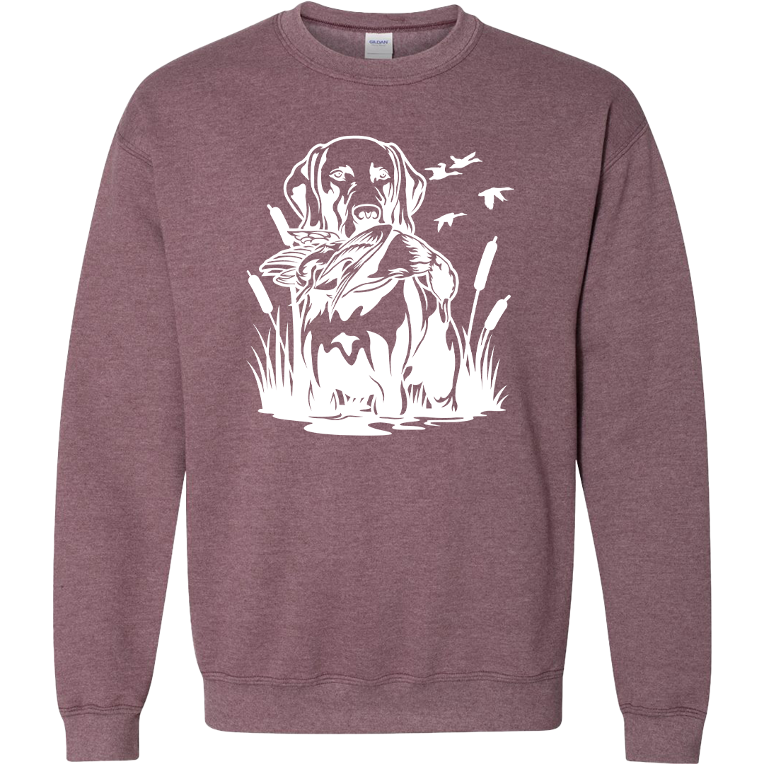 Duck Hunting Dog Adult Crew Neck Sweatshirt
