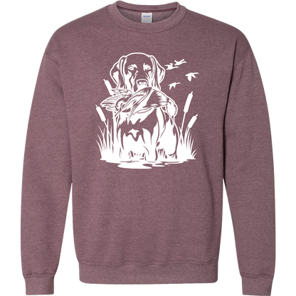 Duck Hunting Dog Adult Crew Neck Sweatshirt