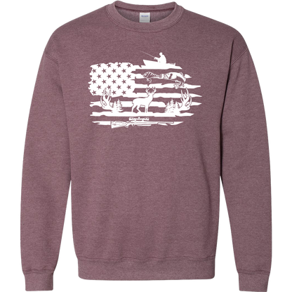 Fishing and Hunting Flag Adult Crew Neck Sweatshirt